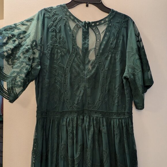 Green Pinkblush Lace Mesh Overlay Maxi Dress - Picture 5 of 8